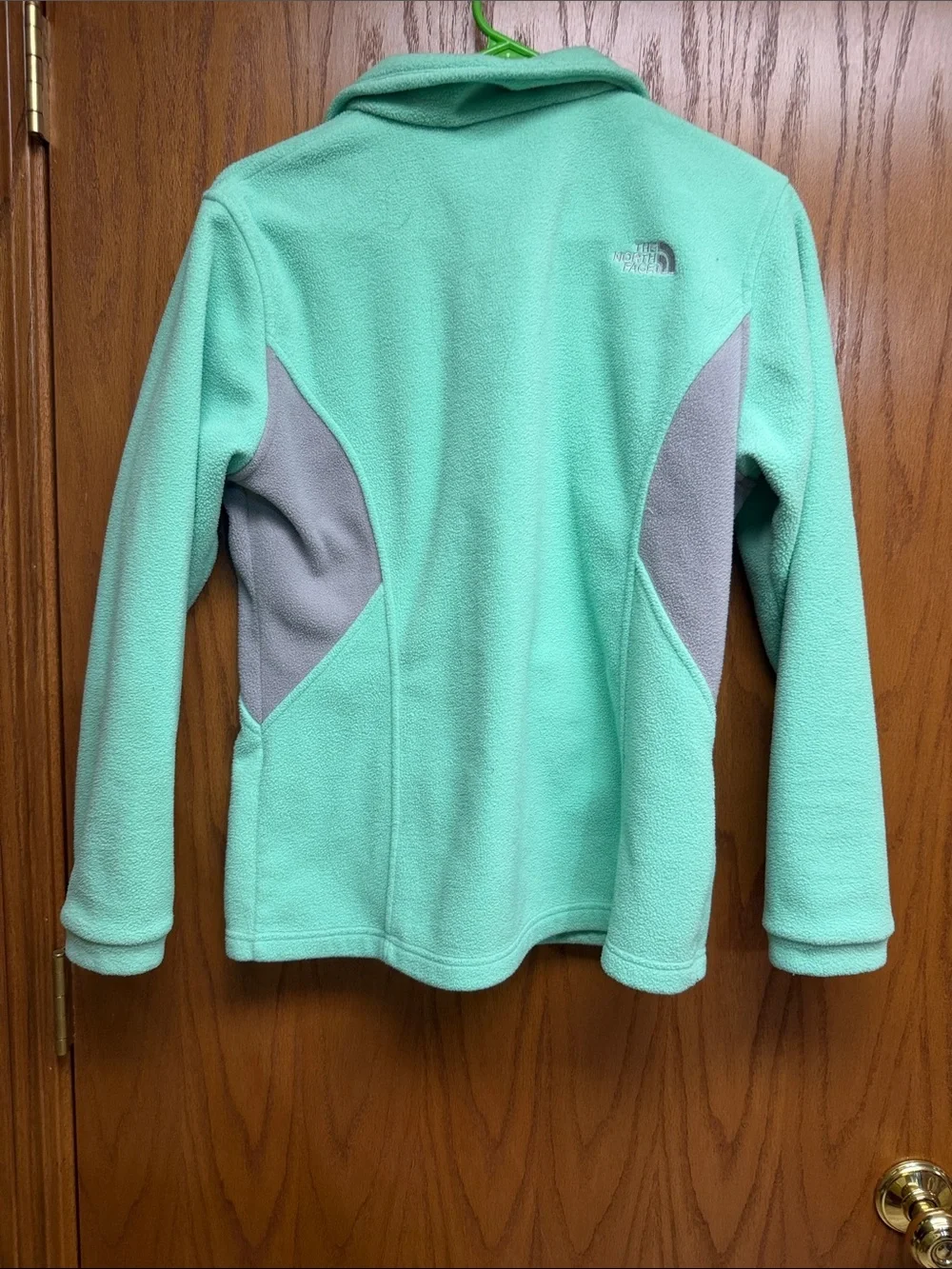 The North Face Mint Green Fleece Jacket with Gray Panels